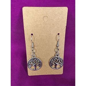 Handmade Silver Dangly Tree Of Life Earrings